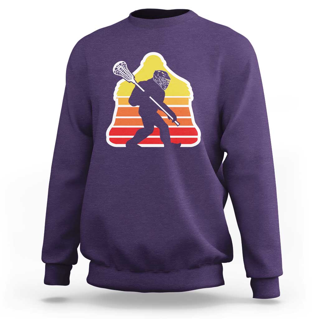 Funny Retro Bigfoot Lacrosse Player Sweatshirt - Wonder Print Shop