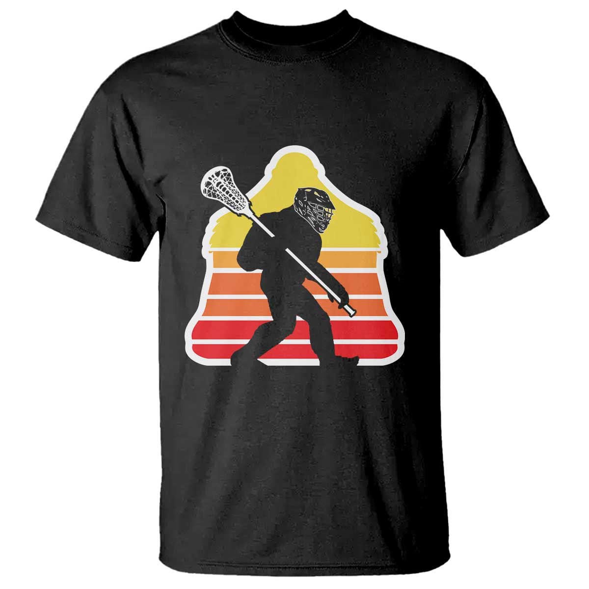 Funny Retro Bigfoot Lacrosse Player T Shirt - Wonder Print Shop