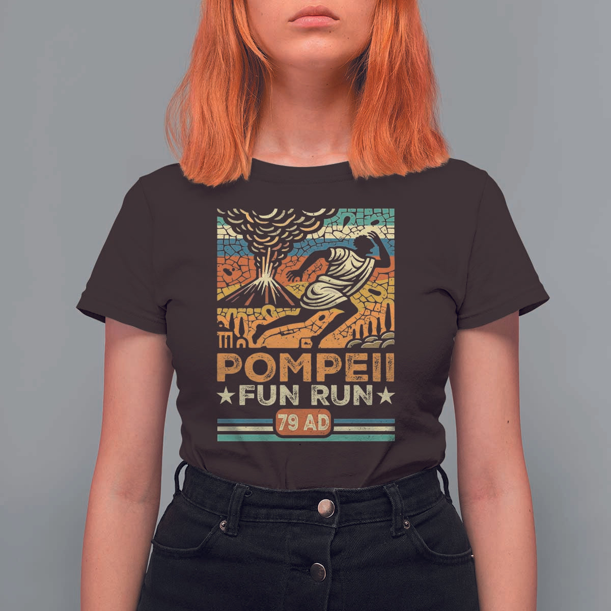 Funny Pompeii Fun Run T Shirt For Women Geography Volcanologist