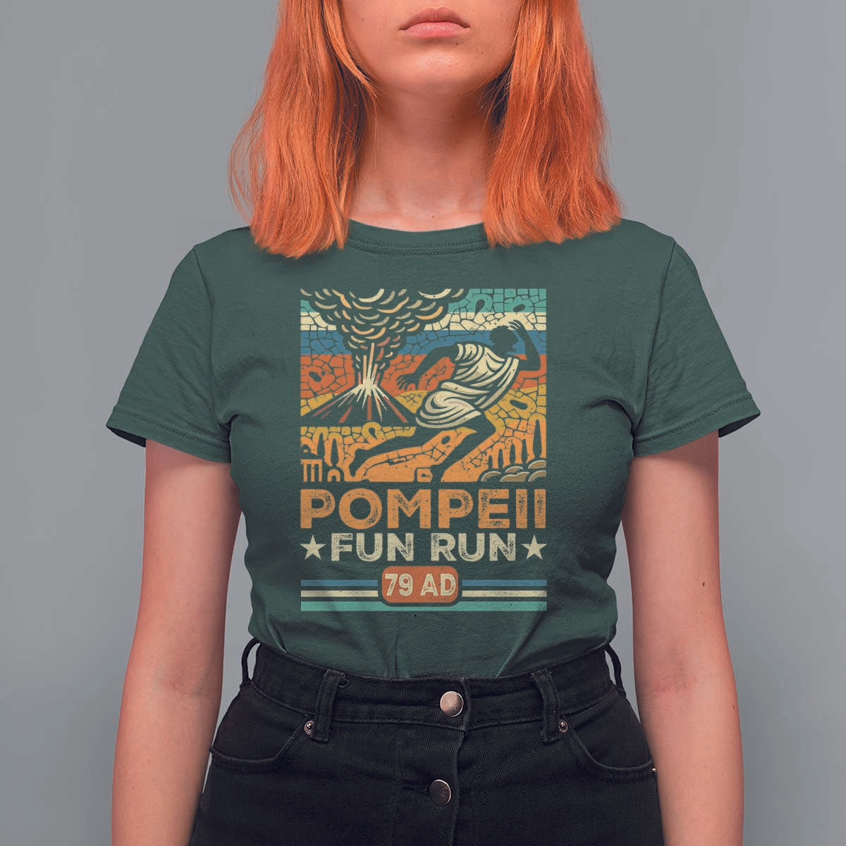 Funny Pompeii Fun Run T Shirt For Women Geography Volcanologist