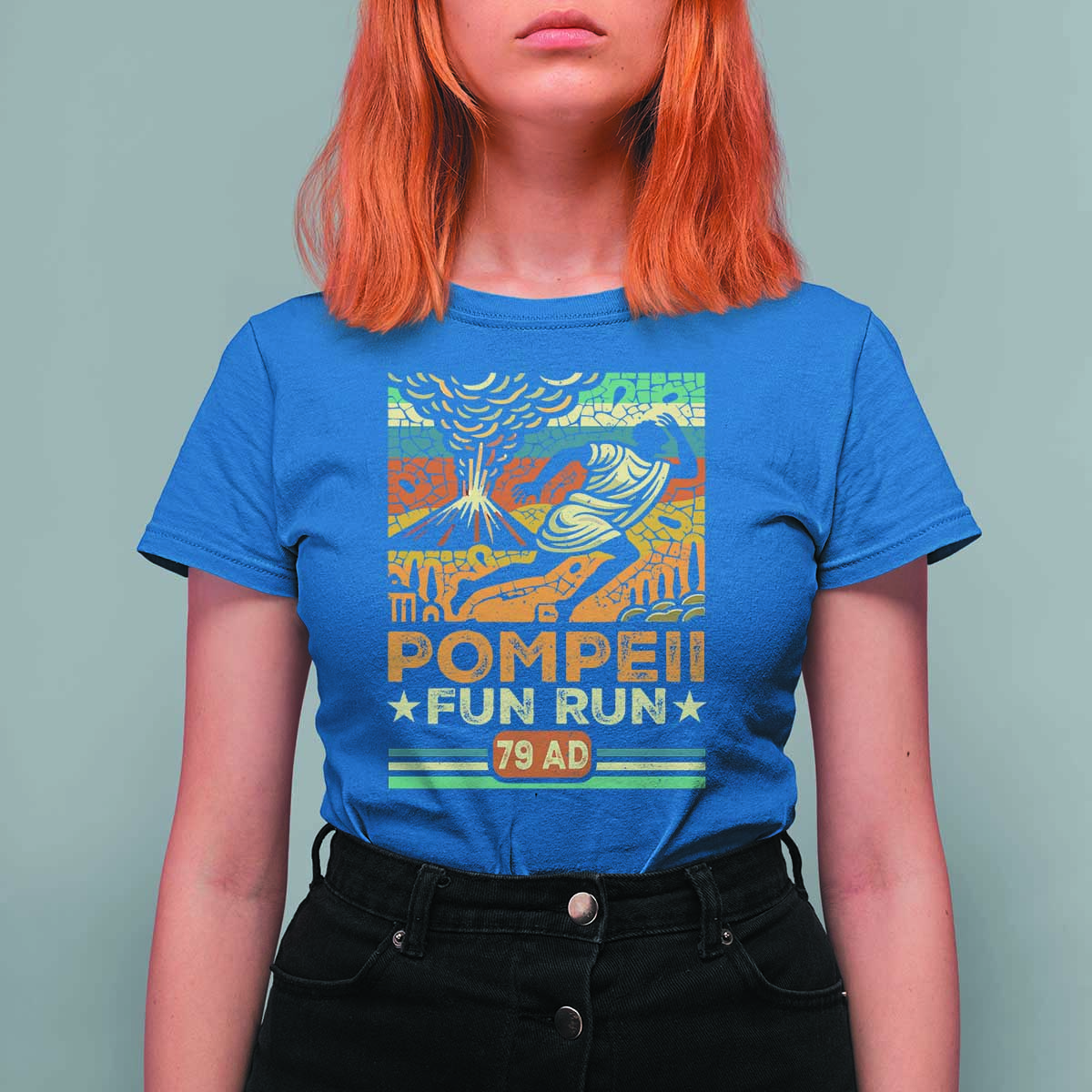 Funny Pompeii Fun Run T Shirt For Women Geography Volcanologist