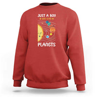 Solar System Astrology Outer Space Sweatshirt Just A Boy Who Loves Planets - Wonder Print Shop