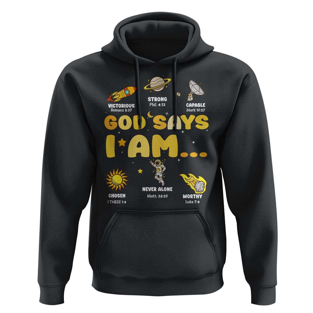 Outer Space Astrology Astronaut Planet God Says I Am Hoodie - Wonder Print Shop