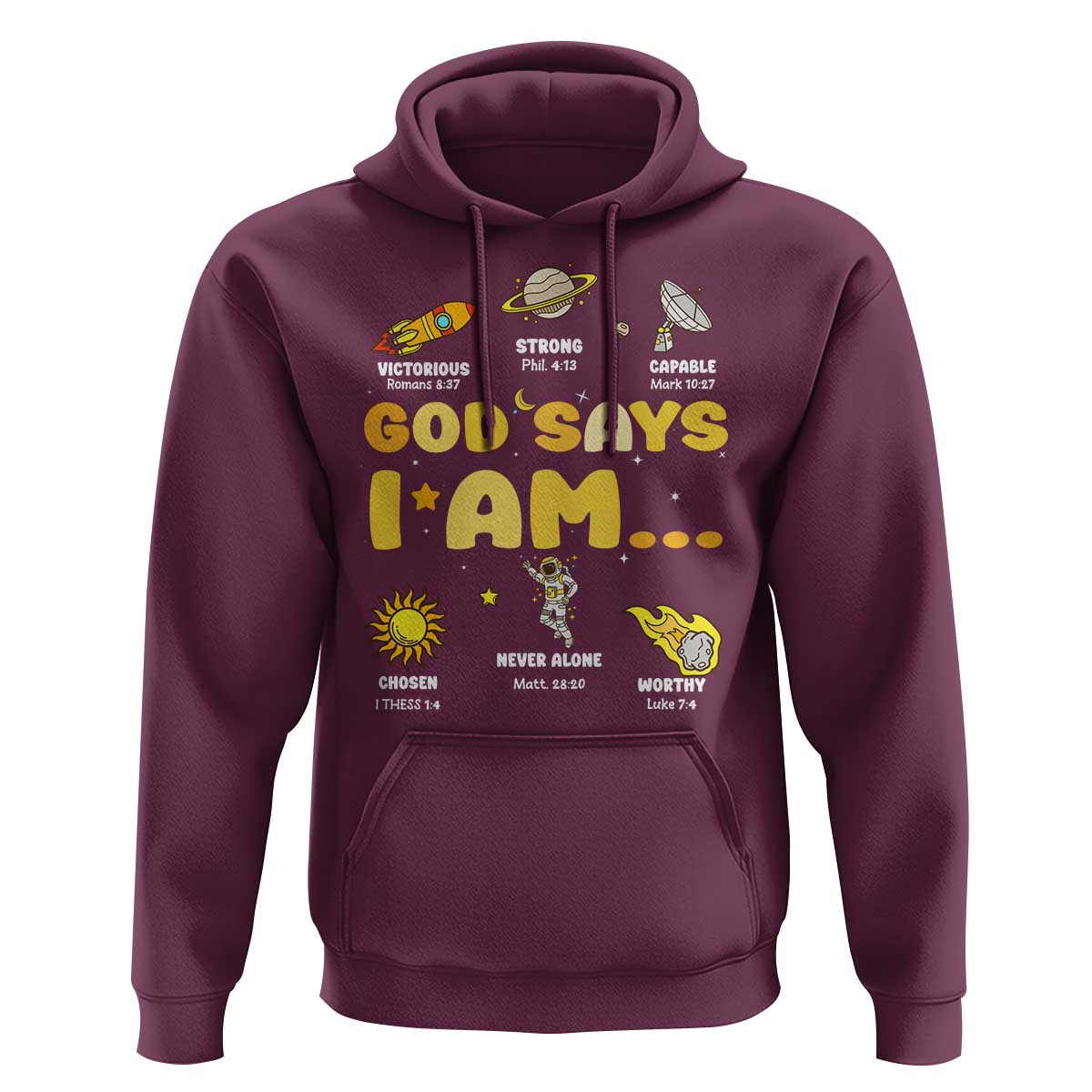 Outer Space Astrology Astronaut Planet God Says I Am Hoodie - Wonder Print Shop