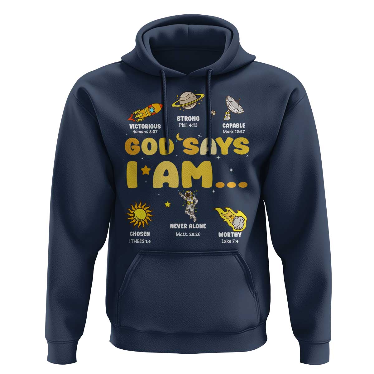 Outer Space Astrology Astronaut Planet God Says I Am Hoodie - Wonder Print Shop