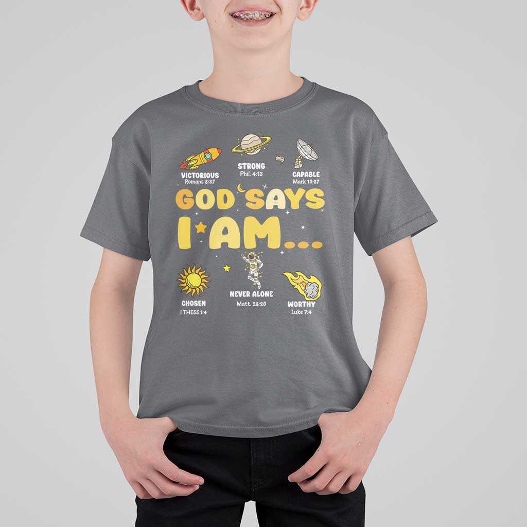 Outer Space Astrology Astronaut Planet God Says I Am T Shirt For Kid - Wonder Print Shop