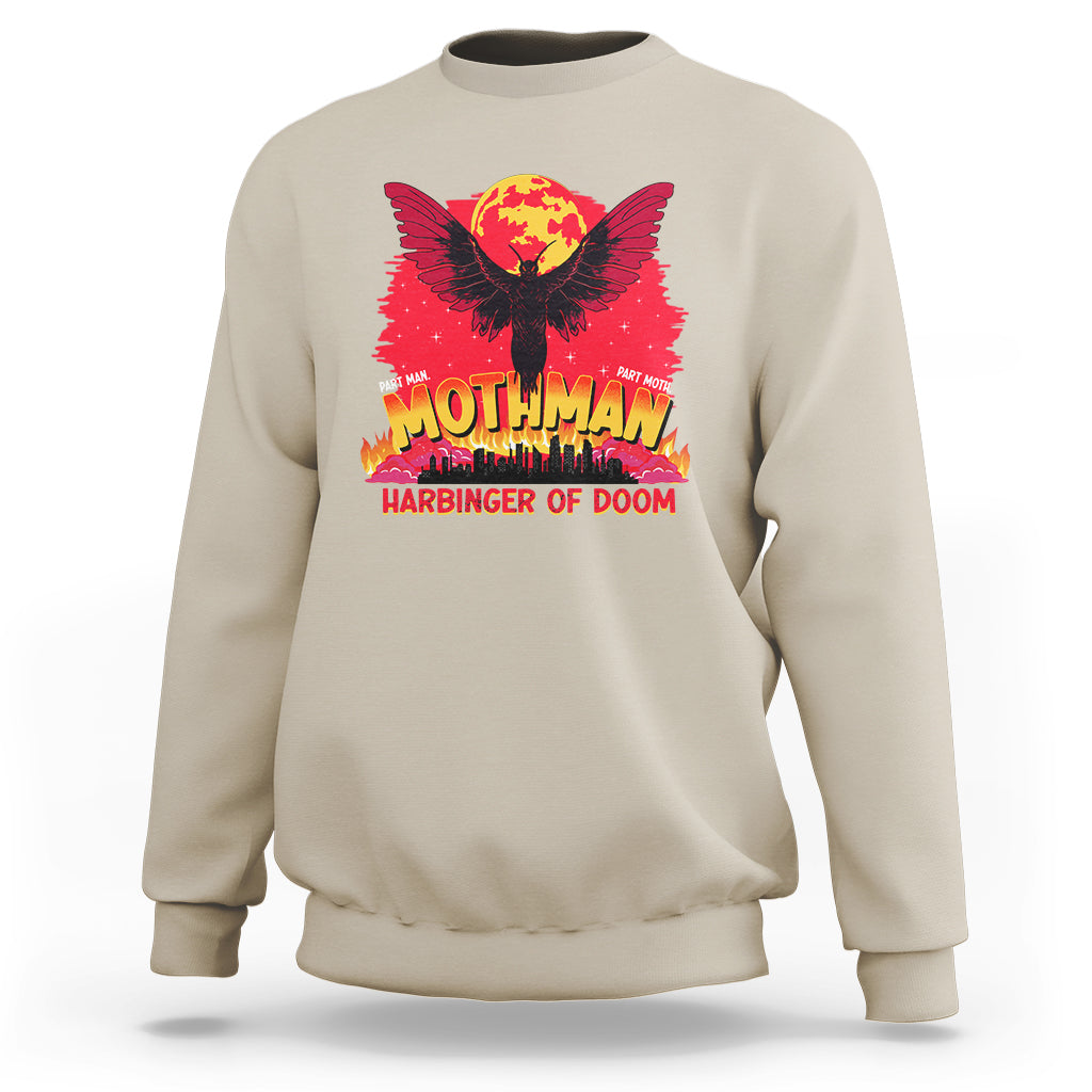 Mothman Harbinger of Doom! City Night Cryptid Creature Sweatshirt - Wonder Print Shop