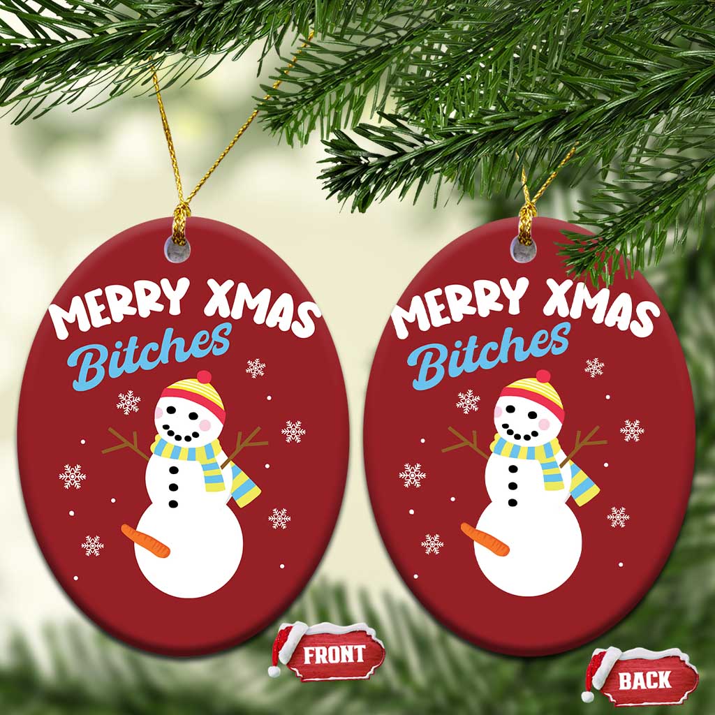 Merry Xmas Bitches Christmas Ornament Naughty Dirty Carrot Snowman - Wonder Print Shop