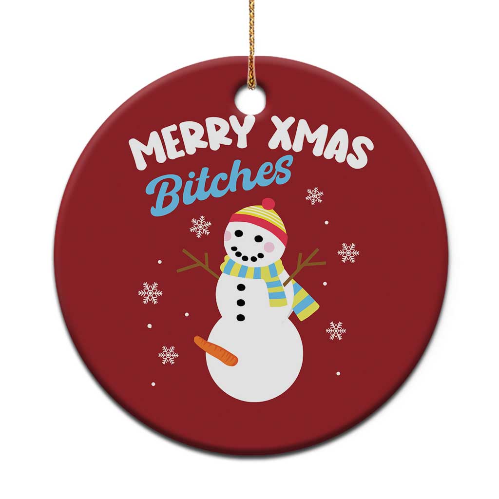 Merry Xmas Bitches Christmas Ornament Naughty Dirty Carrot Snowman - Wonder Print Shop