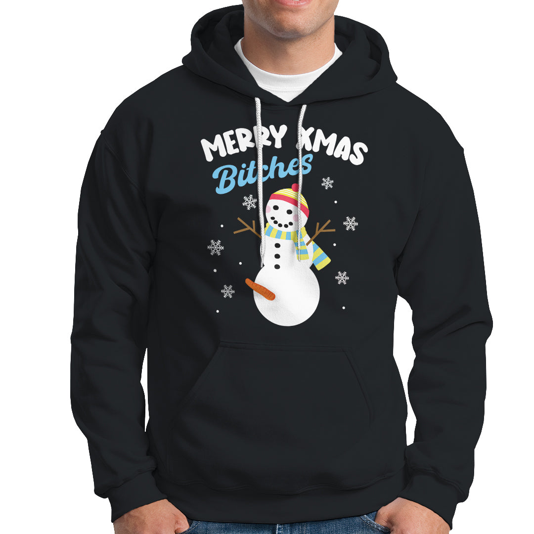 Merry Xmas Bitches Naughty Dirty Carrot Snowman Ugly Christmas Hoodie - Wonder Print Shop