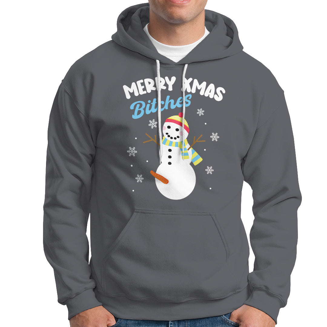 Merry Xmas Bitches Naughty Dirty Carrot Snowman Ugly Christmas Hoodie - Wonder Print Shop