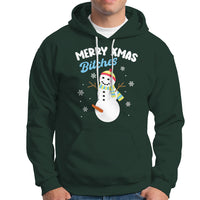 Merry Xmas Bitches Naughty Dirty Carrot Snowman Ugly Christmas Hoodie - Wonder Print Shop