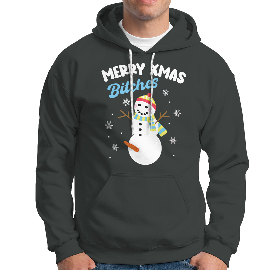 Merry Xmas Bitches Naughty Dirty Carrot Snowman Ugly Christmas Hoodie - Wonder Print Shop