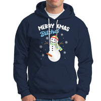 Merry Xmas Bitches Naughty Dirty Carrot Snowman Ugly Christmas Hoodie - Wonder Print Shop