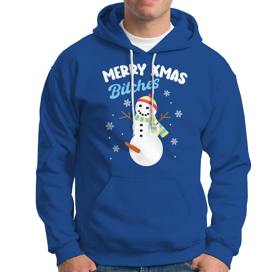 Merry Xmas Bitches Naughty Dirty Carrot Snowman Ugly Christmas Hoodie - Wonder Print Shop