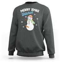 Merry Xmas Bitches Naughty Dirty Carrot Snowman Ugly Christmas Sweatshirt - Wonder Print Shop