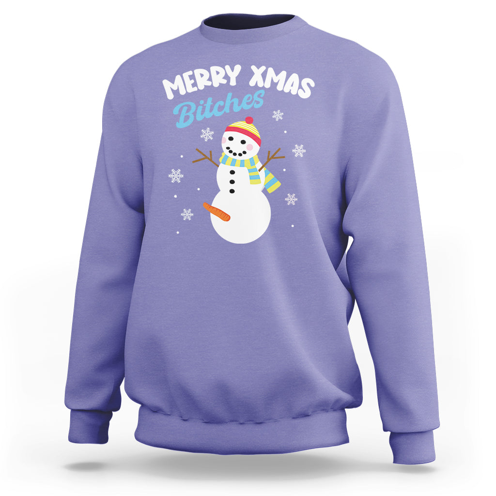 Merry Xmas Bitches Naughty Dirty Carrot Snowman Ugly Christmas Sweatshirt - Wonder Print Shop