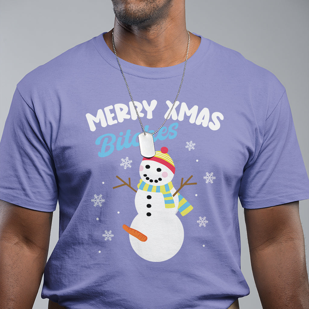 Merry Xmas Bitches Naughty Dirty Carrot Snowman Ugly Christmas T Shirt - Wonder Print Shop