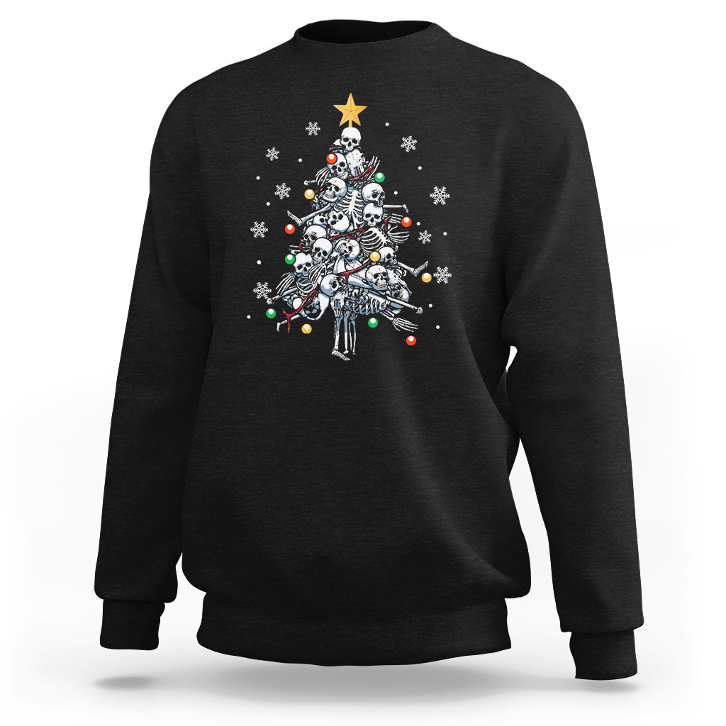 Skull Christmas Tree Cool Christmas Skeleton Sweatshirt - Wonder Print Shop