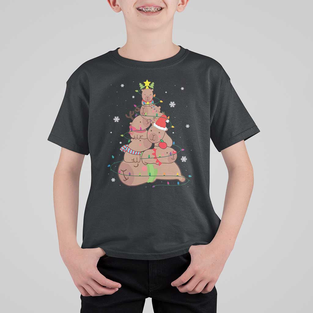 Funny Capybara Christmas Tree T Shirt For Kid - Wonder Print Shop