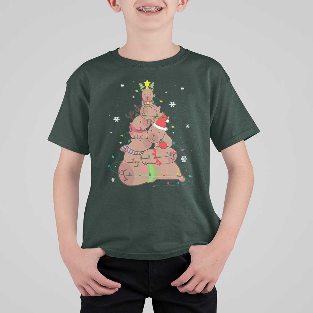 Funny Capybara Christmas Tree T Shirt For Kid - Wonder Print Shop
