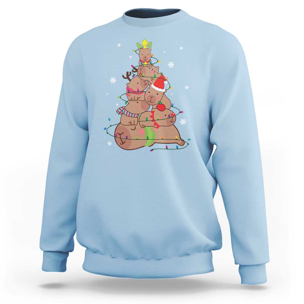 Funny Capybara Christmas Tree Sweatshirt - Wonder Print Shop