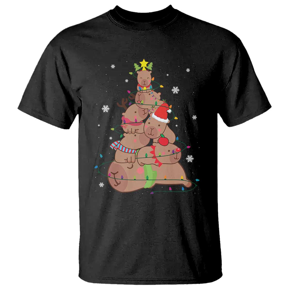 Funny Capybara Christmas Tree T Shirt - Wonder Print Shop