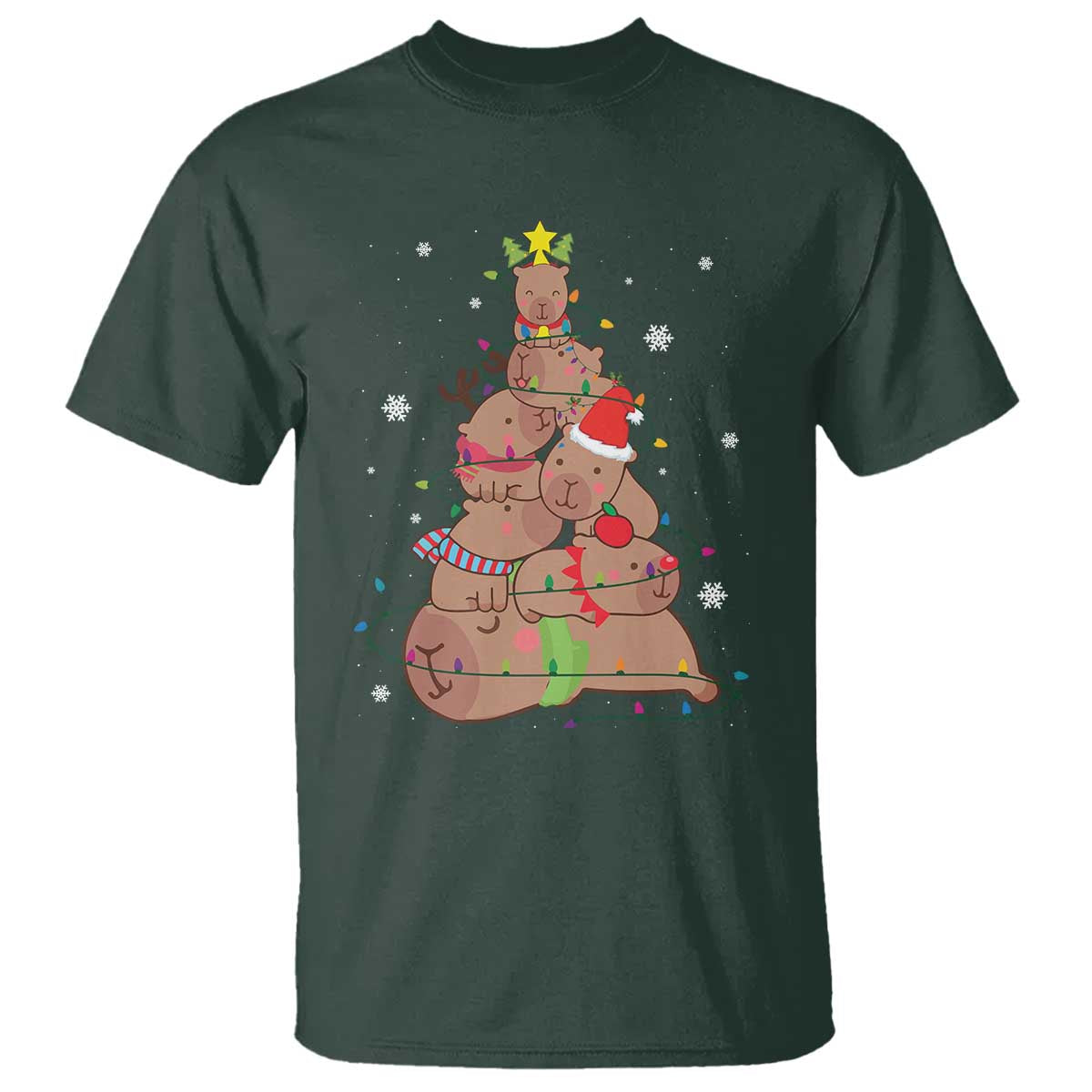 Funny Capybara Christmas Tree T Shirt - Wonder Print Shop