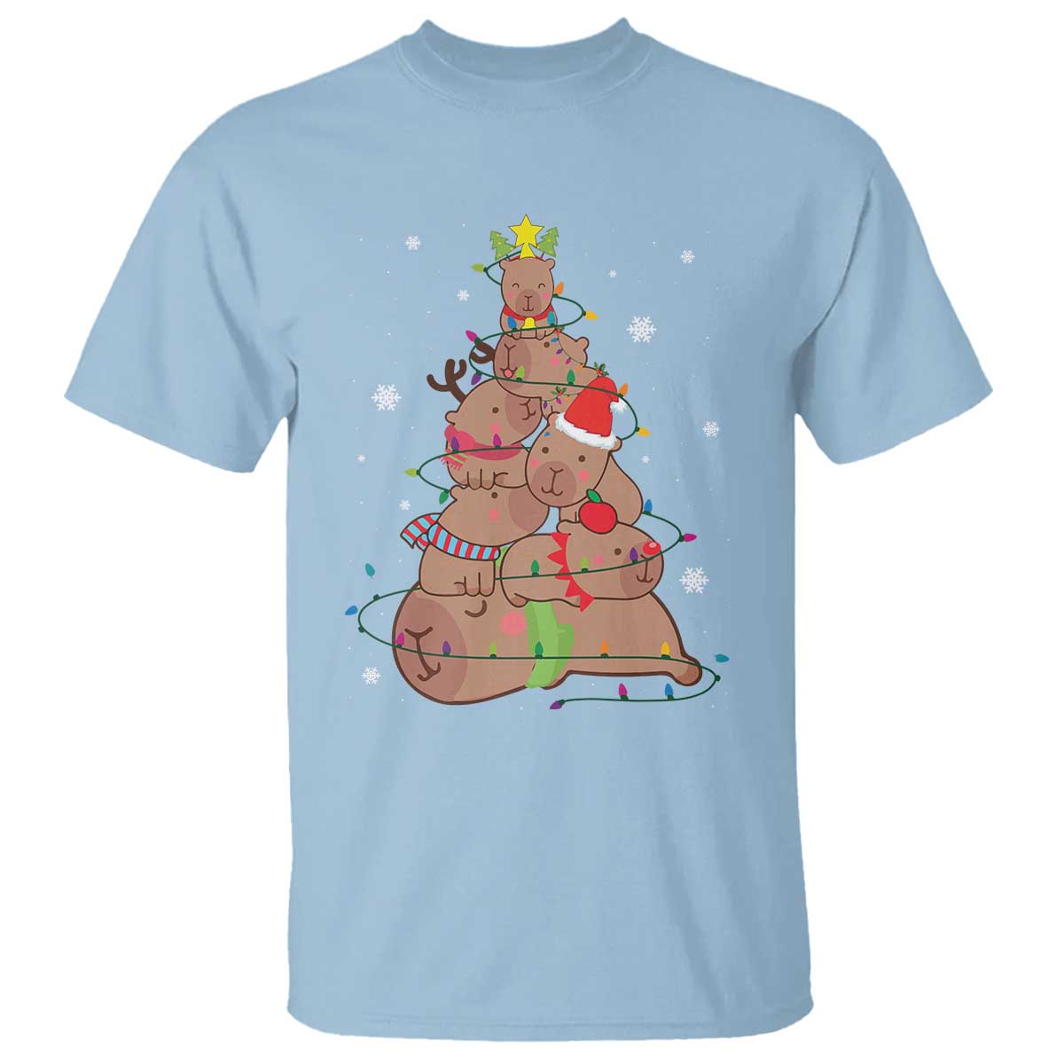 Funny Capybara Christmas Tree T Shirt - Wonder Print Shop