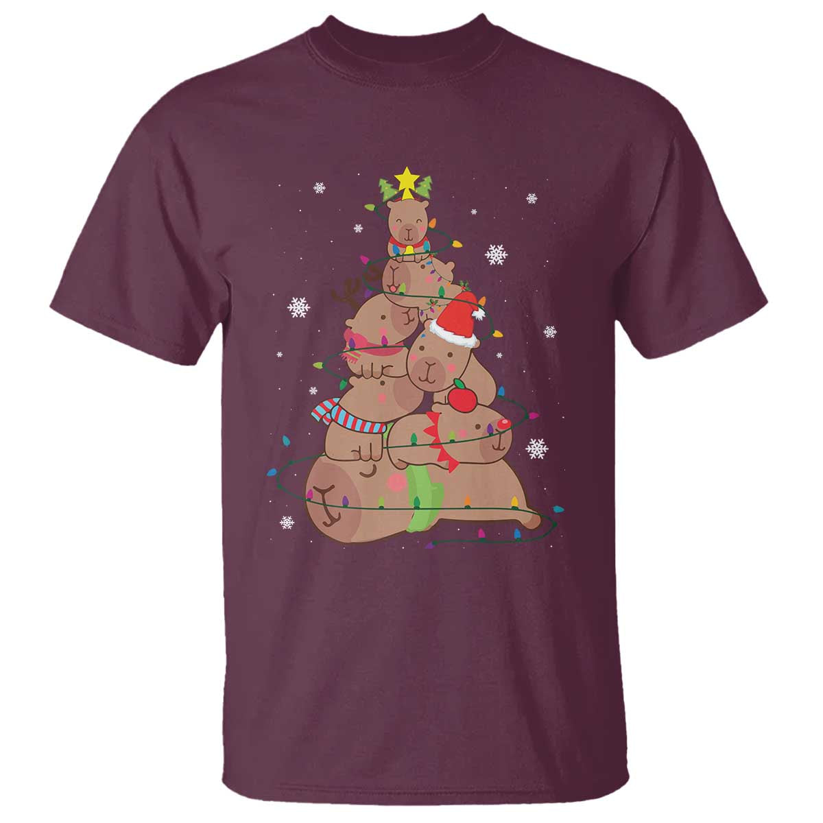Funny Capybara Christmas Tree T Shirt - Wonder Print Shop