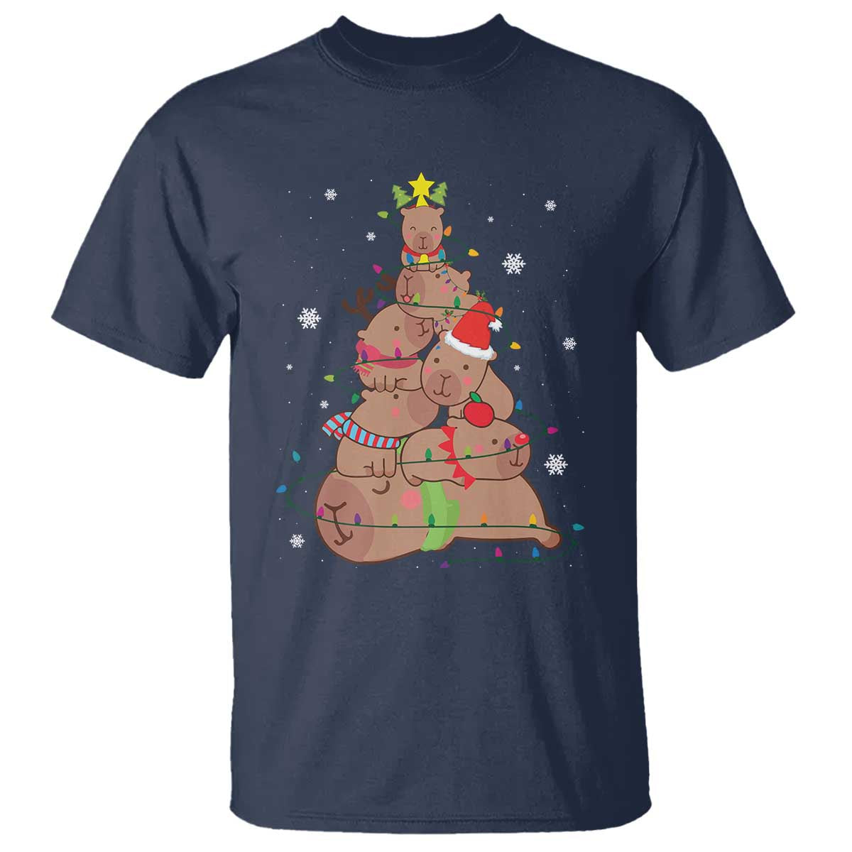 Funny Capybara Christmas Tree T Shirt - Wonder Print Shop