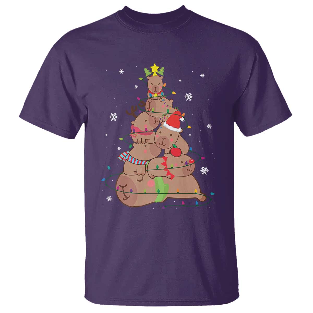 Funny Capybara Christmas Tree T Shirt - Wonder Print Shop