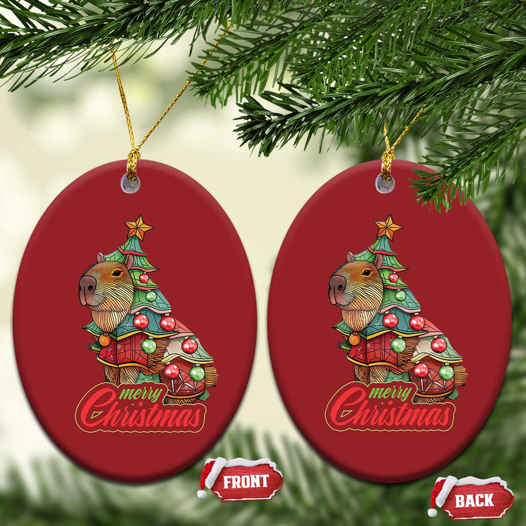 Cute Capybara Christmas Tree Christmas Ornament - Wonder Print Shop