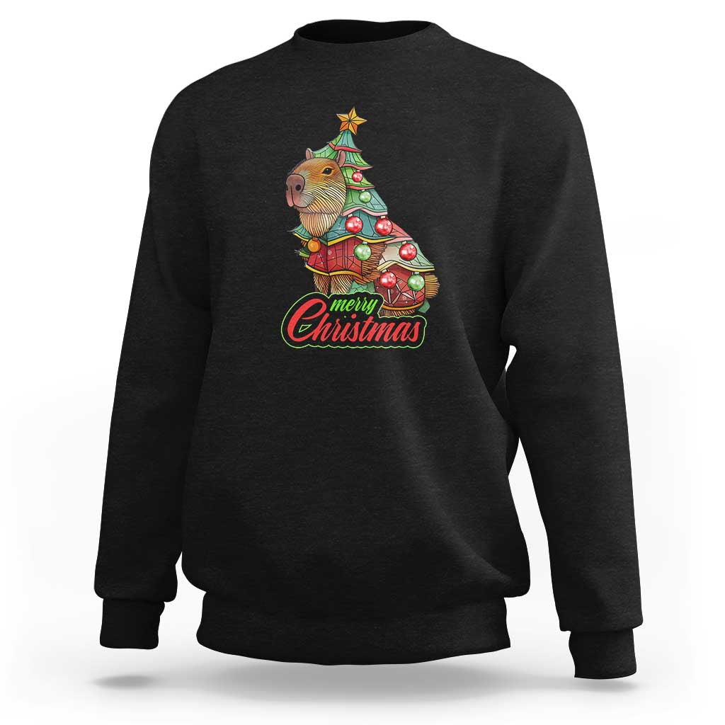 Cute Capybara Christmas Tree Sweatshirt - Wonder Print Shop