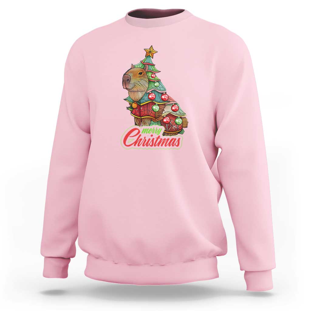 Cute Capybara Christmas Tree Sweatshirt - Wonder Print Shop