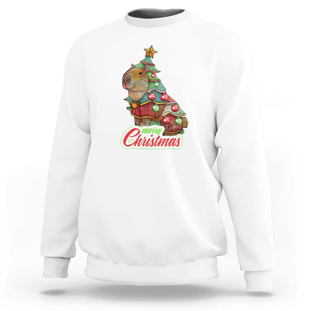 Cute Capybara Christmas Tree Sweatshirt - Wonder Print Shop