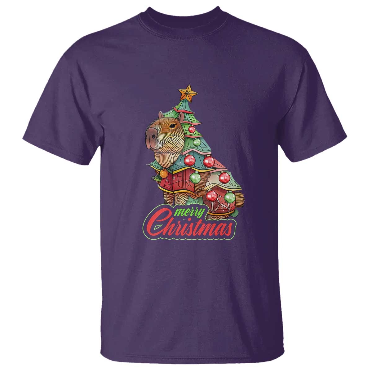Cute Capybara Christmas Tree T Shirt - Wonder Print Shop
