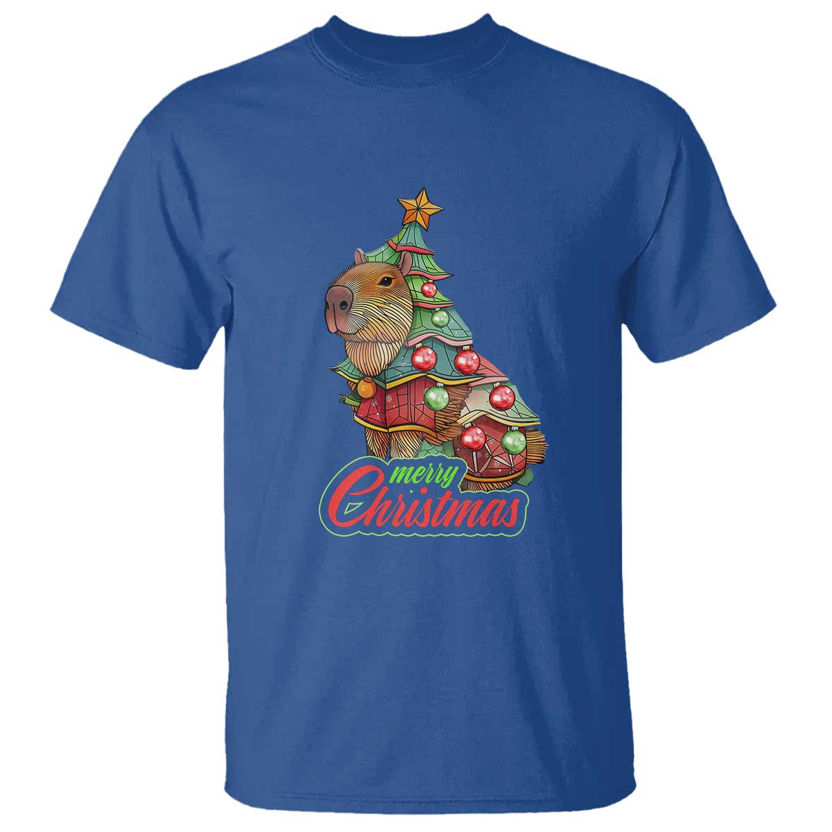 Cute Capybara Christmas Tree T Shirt - Wonder Print Shop