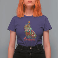 Cute Capybara Christmas Tree T Shirt For Women - Wonder Print Shop