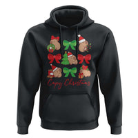 Funny Capybara Christmas Hoodie Cute Capy Coquette Bow