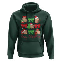 Funny Capybara Christmas Hoodie Cute Capy Coquette Bow