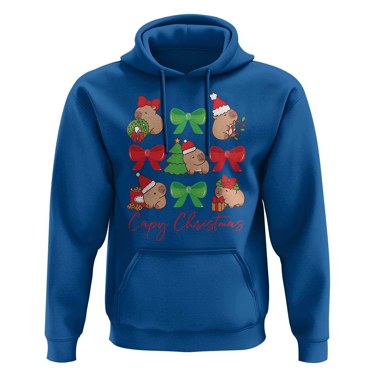 Funny Capybara Christmas Hoodie Cute Capy Coquette Bow