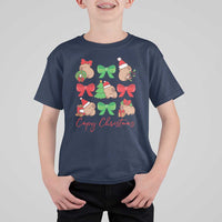 Funny Capybara Christmas T Shirt For Kid Cute Capy Coquette Bow - Wonder Print Shop