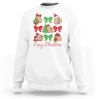 Funny Capybara Christmas Sweatshirt Cute Capy Coquette Bow - Wonder Print Shop