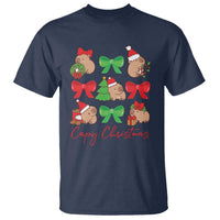 Funny Capybara Christmas T Shirt Cute Capy Coquette Bow - Wonder Print Shop