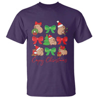 Funny Capybara Christmas T Shirt Cute Capy Coquette Bow - Wonder Print Shop