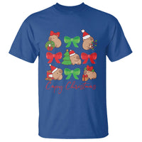 Funny Capybara Christmas T Shirt Cute Capy Coquette Bow - Wonder Print Shop