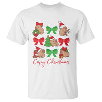 Funny Capybara Christmas T Shirt Cute Capy Coquette Bow - Wonder Print Shop