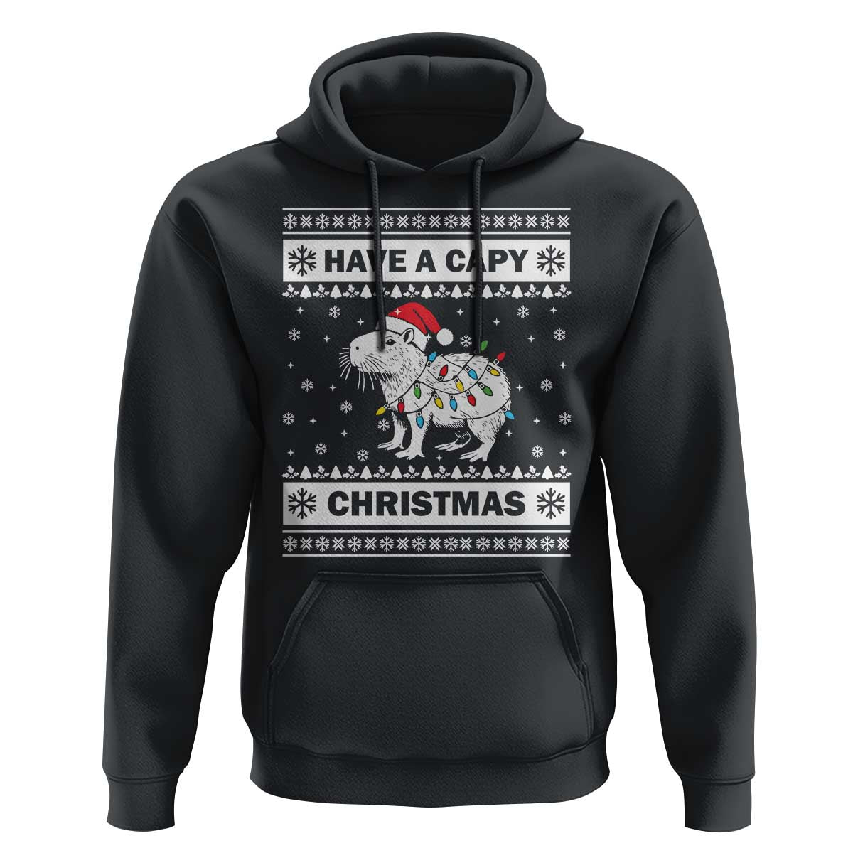 Funny Capybara Christmas Hoodie Have A Capy Christmas Light