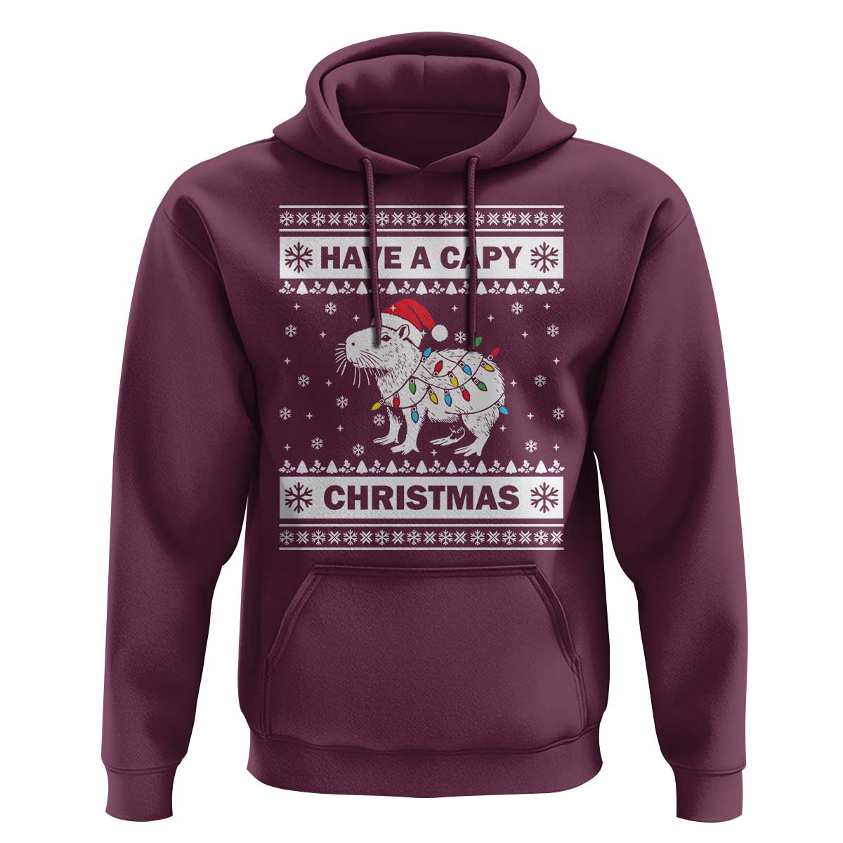 Funny Capybara Christmas Hoodie Have A Capy Christmas Light